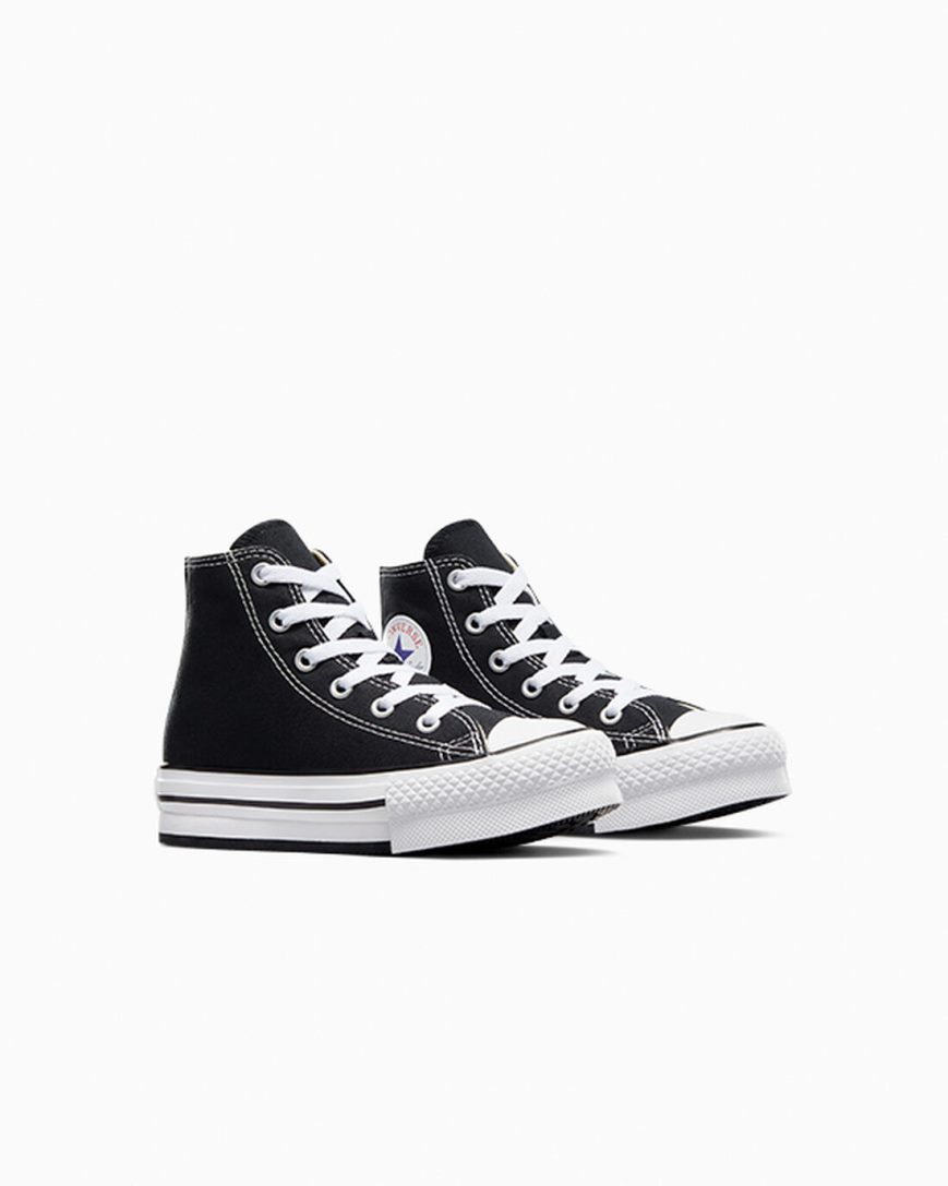 Dívčí Boty Na Platformy Converse Chuck Taylor All Star Lift Vysoké Černé Bílé Černé | CZ JXFU76